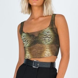 Oh Polly cropped sheer tank top